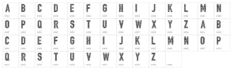Trailer Park Lane Bold Character Map