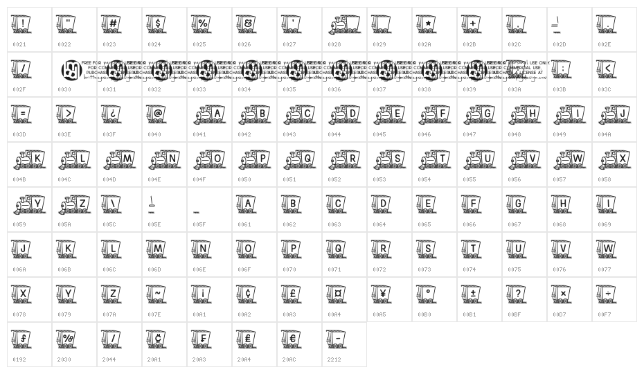 Train Letters Demo Character Map