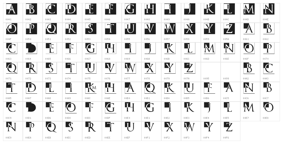 TrajanusBricksXtra Character Map