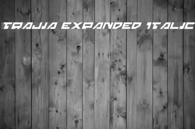 Trajia Expanded Italic Schriftart examples