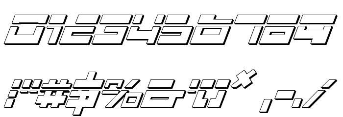 Trajia Laser Italic 3D Font OTHER CHARS