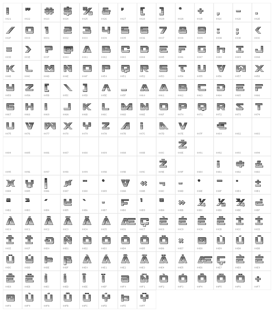 Trans-America Chrome Character Map