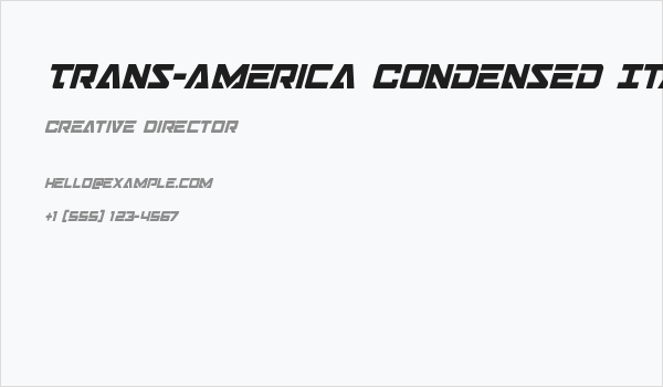 Trans-America Condensed Italic Business Card
