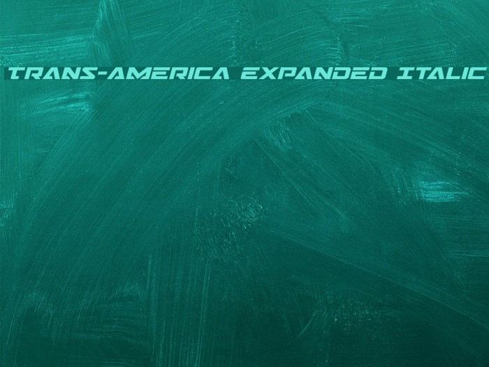 Trans-America Expanded Italic Font examples