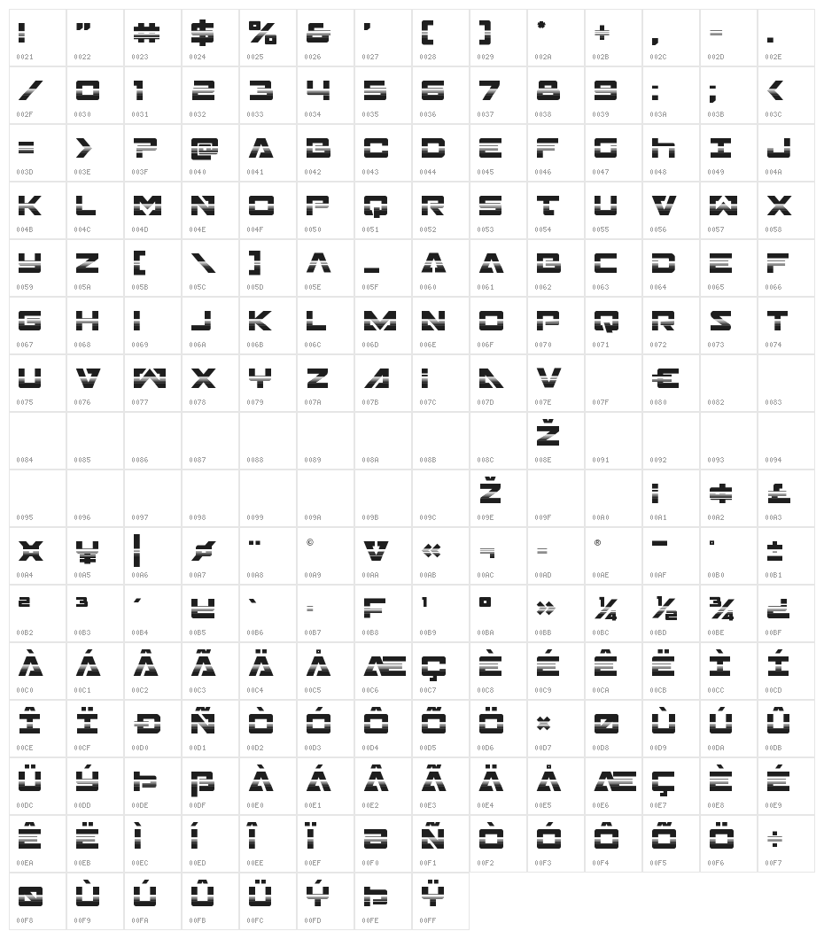 Trans-America Halftone Character Map