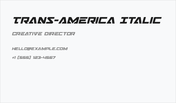 Trans-America Italic Business Card