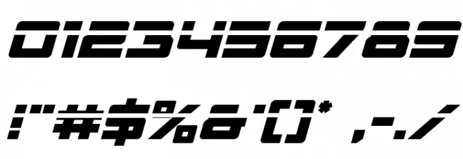 Trans-America Laser Italic Font OTHER CHARS