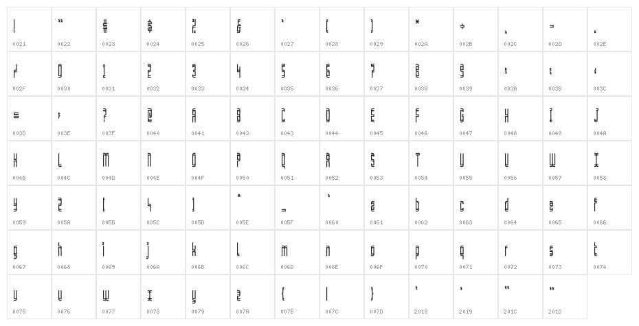 TransferWindow-Regular Character Map