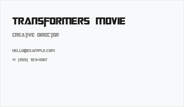 Transformers Movie Business Card