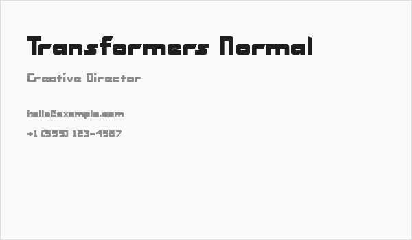 Transformers Normal Business Card