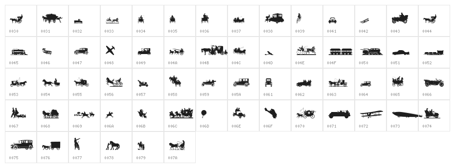 Transportation Dings Character Map