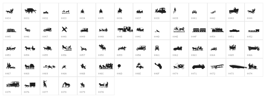 TransportationDings Character Map