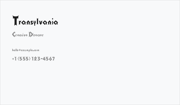 Transylvania Business Card