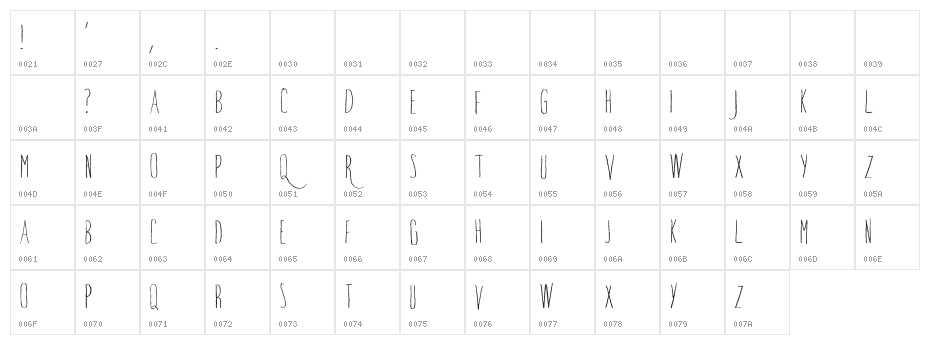 TrapOne-Regular Character Map