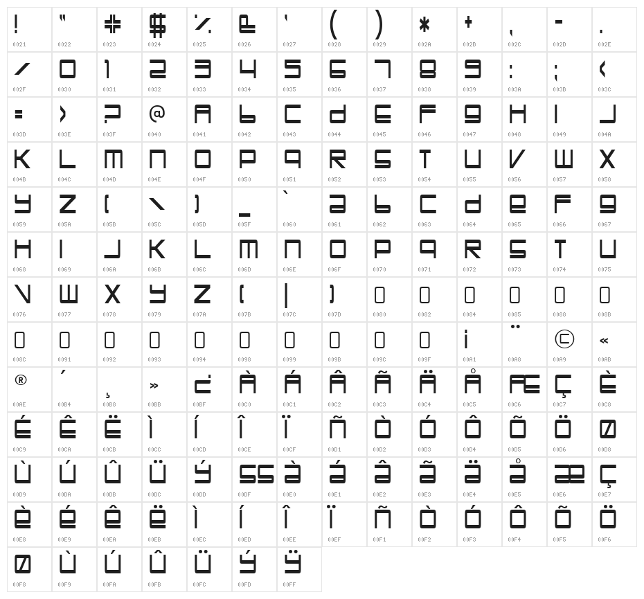 TrapperJohn-Regular Character Map