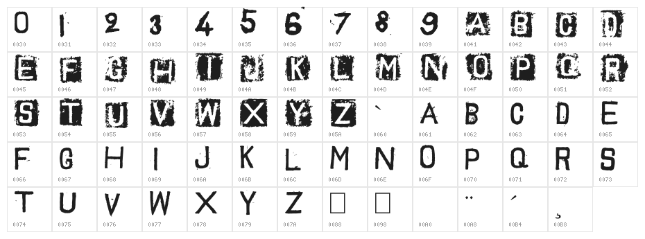 TrashToys02 Character Map