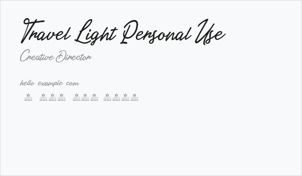 Travel Light Personal Use  Business Card