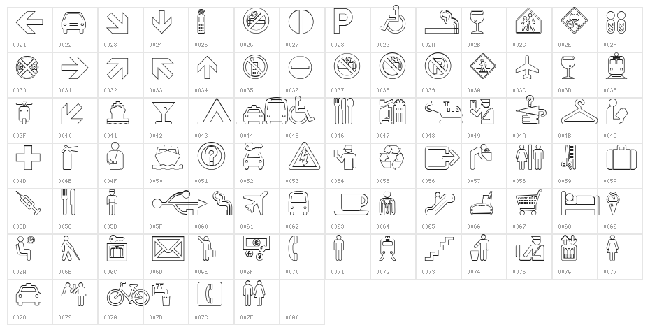 Travelcons Outline Character Map
