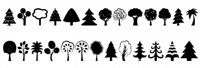 Tree Icons Schriftart Groß
