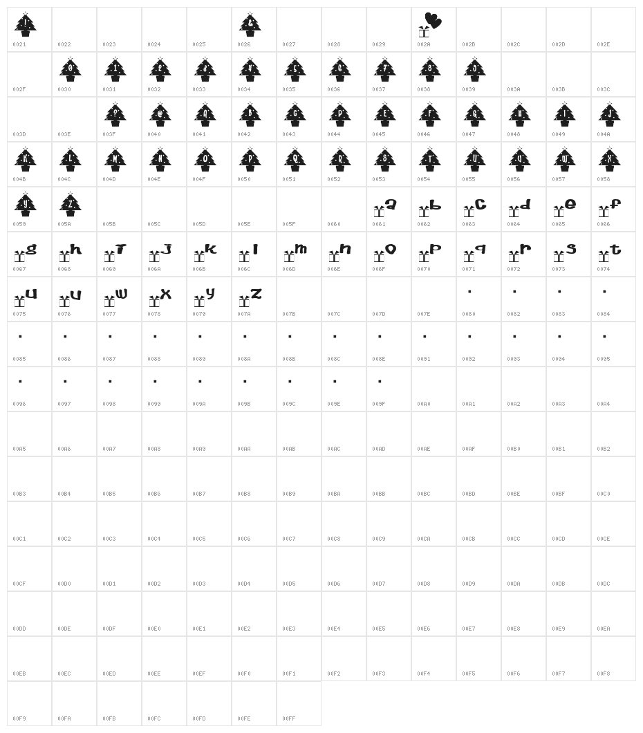 TreeFont Character Map