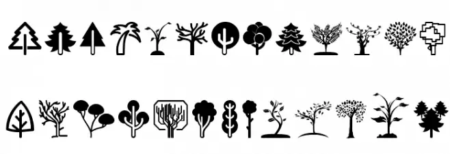 Trees Go Fonte MAIÚSCULAS