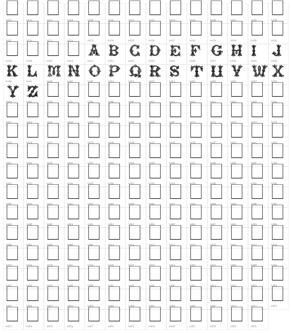 TrefoilCapitals Character Map