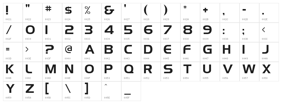 Trek DS9 Credits Text Character Map