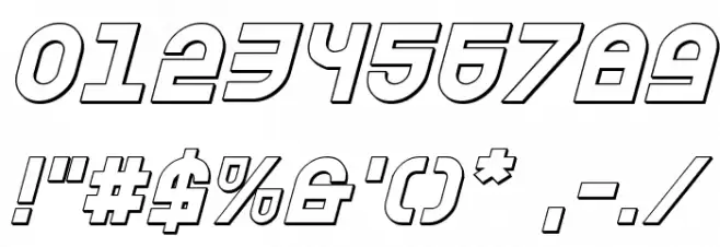 Trek Trooper 3D Italic Font OTHER CHARS