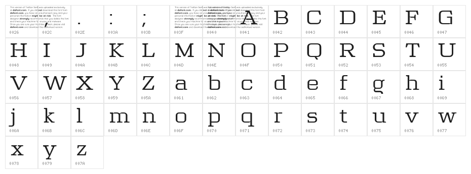 Tretton Serif Regular Character Map