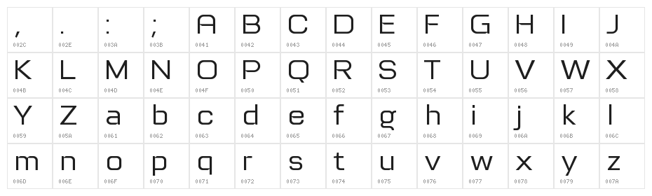 Tretton Character Map