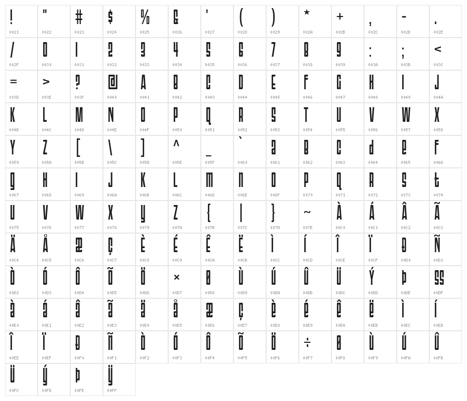 TriacSeventyOne-Regular Character Map