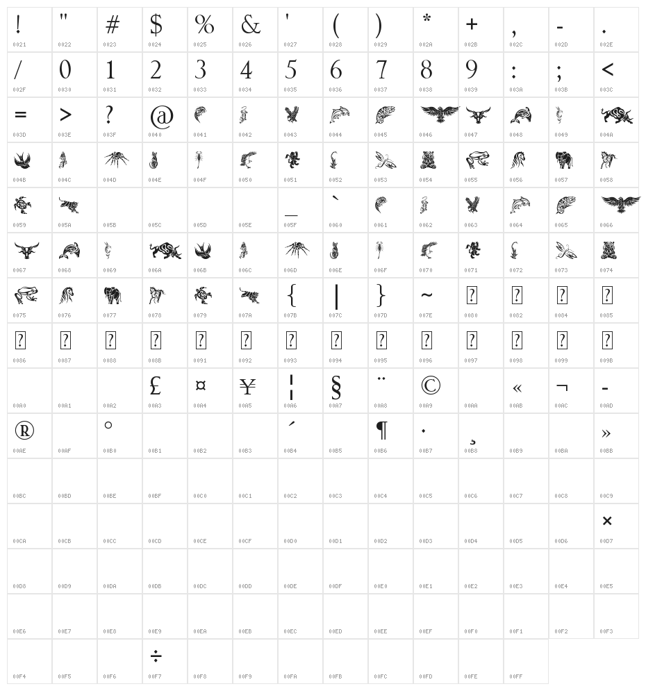 Tribal Animals Tattoo Designs Character Map