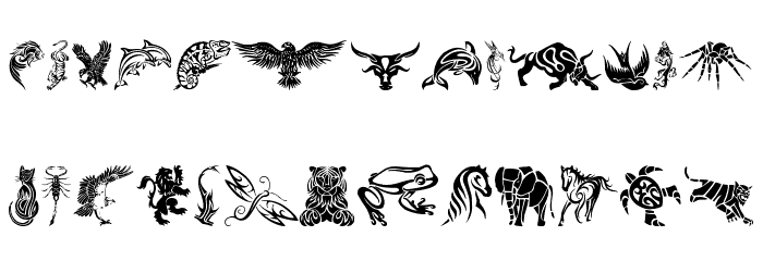 Tribal Animals Tattoo Designs Font LOWERCASE