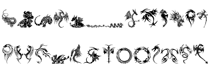 Tribal Dragons Tattoo Designs Font LOWERCASE