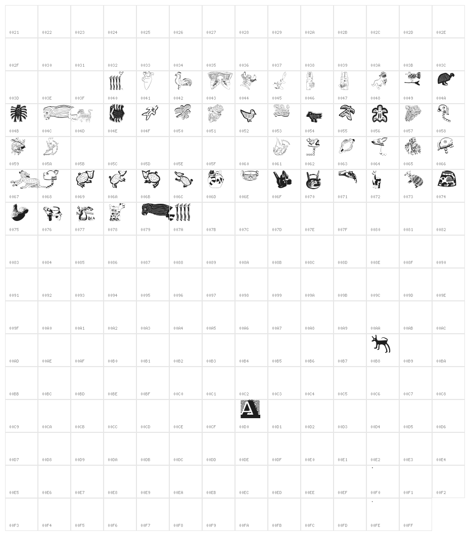 TribalDesignsDue Character Map