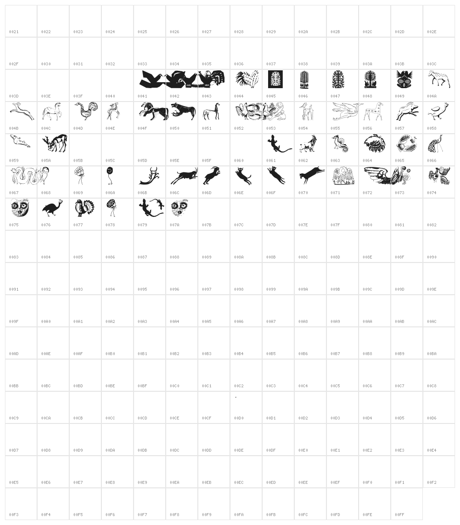 TribalDesignsQuattro Character Map