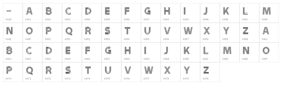 Tribbon B Character Map