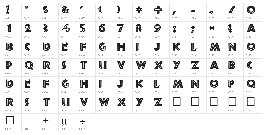Tribeca Regular Character Map