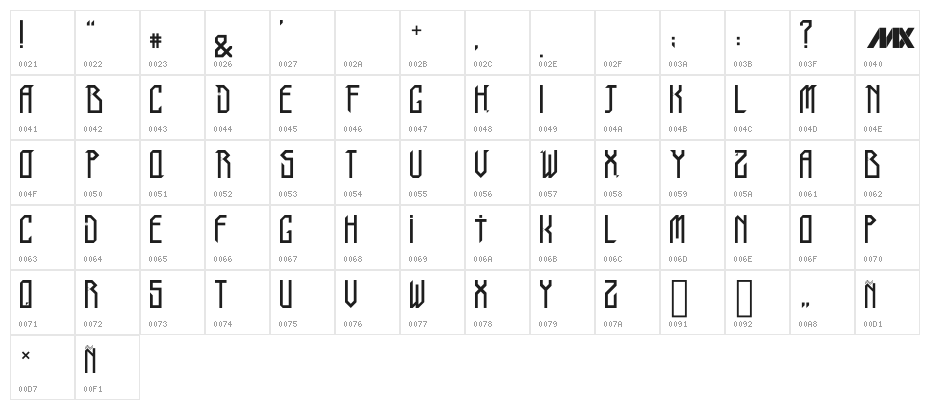 Tribo Regular Character Map