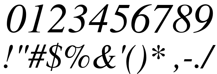 Tribune Italic Font OTHER CHARS