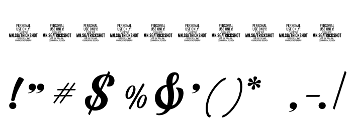 Trickshot PERSONAL USE Regular Font OTHER CHARS