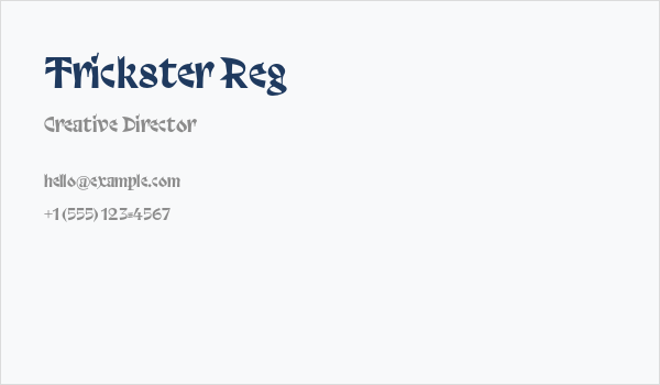 Trickster Reg Business Card