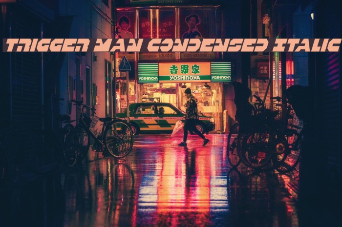 Trigger Man Condensed Italic Font examples