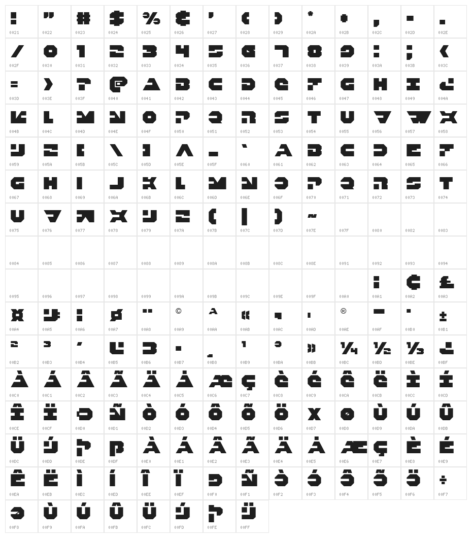 Trigger Man Regular Character Map