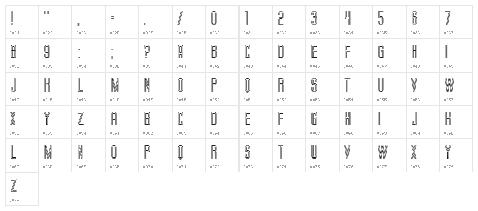 Trio Bold Character Map