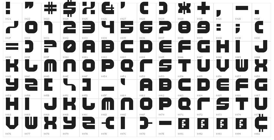 Trip Trap Regular Character Map