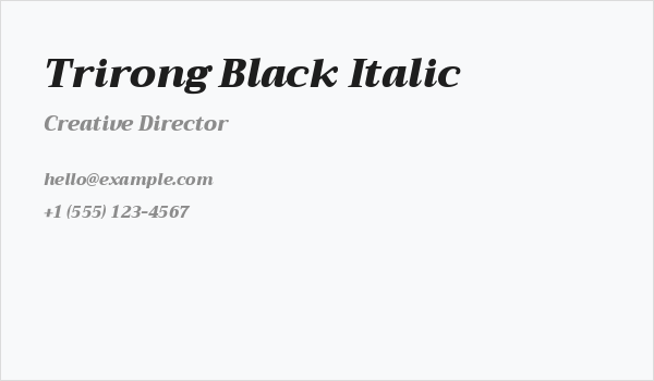 Trirong Black Italic Business Card
