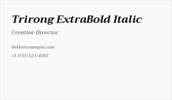 Trirong ExtraBold Italic Business Card