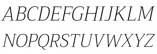Trirong ExtraLight Italic Шрифта ВЕРХНИЙ