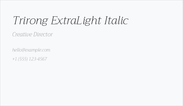 Trirong ExtraLight Italic Business Card